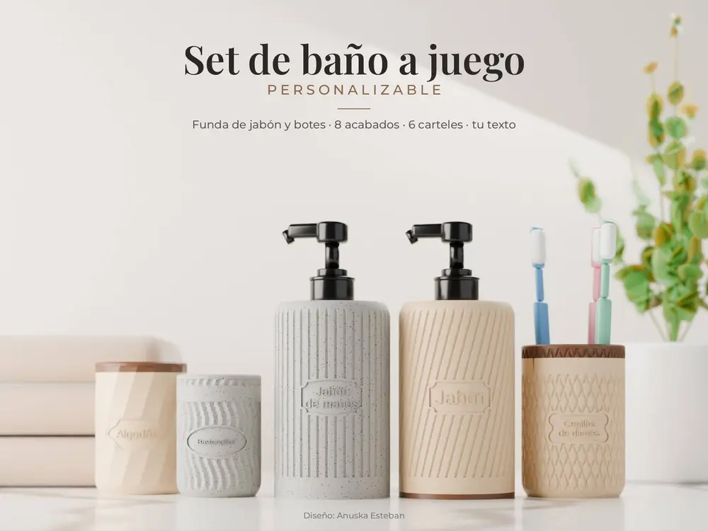 Customizable Bathroom Set: Soap Sleeve & Jars | Set de baño personalizable: funda jabón y botes