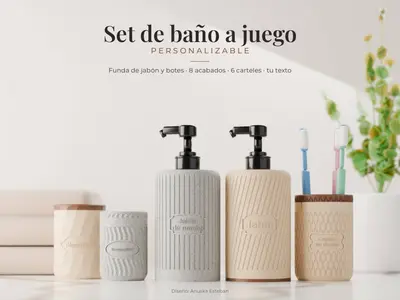 Customizable Bathroom Set: Soap Sleeve & Jars | Set de baño personalizable: funda jabón y botes