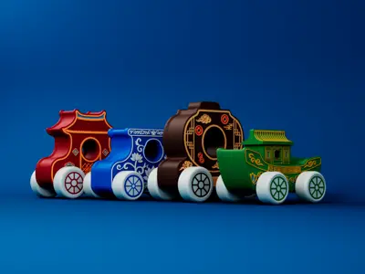 Modular Traditional Chinese Toy Cars | 4 Heritage Designs