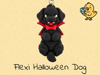 Cute Dracula Dog Keychain - Articulated Flexi Halloween Dog
