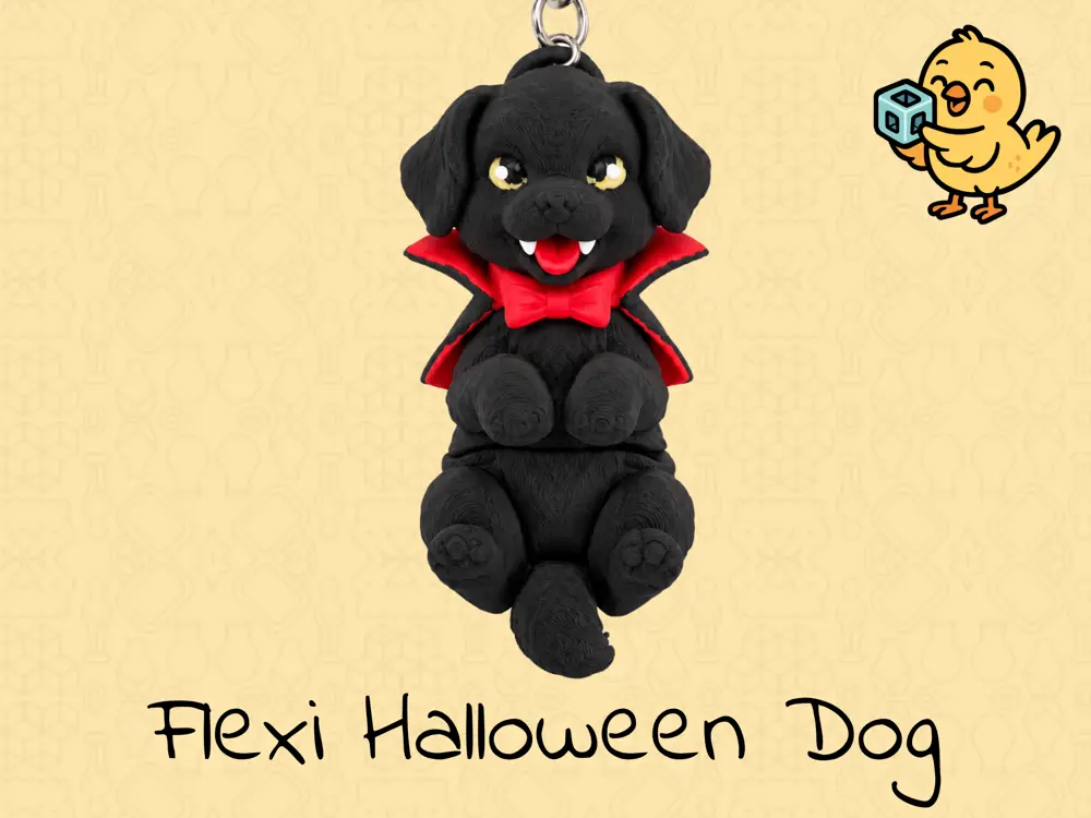Cute Dracula Dog Keychain - Articulated Flexi Halloween Dog