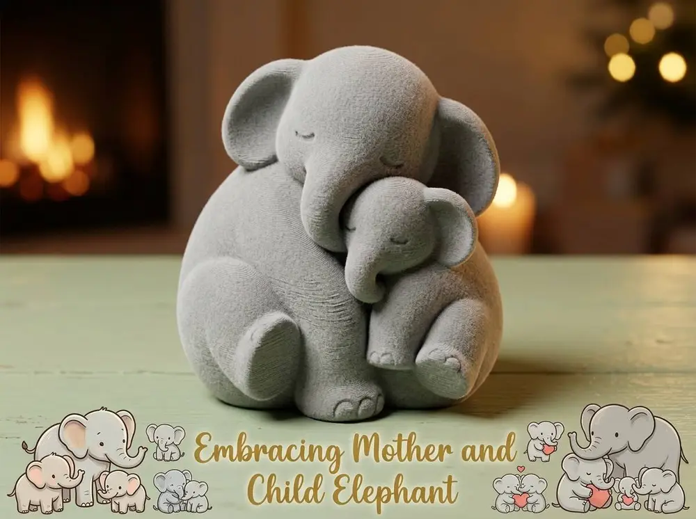 🐘💞Embracing Mother and Child Elephant💞🐘