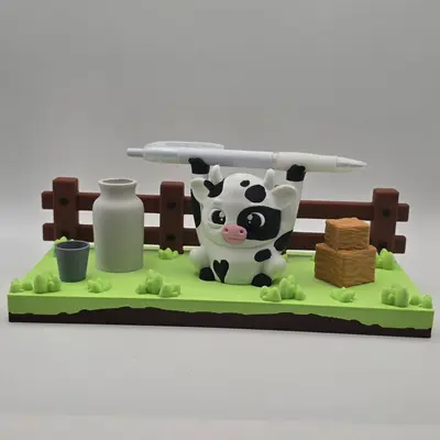 Back to school SIGN HOLDER and PEN Holder Cow