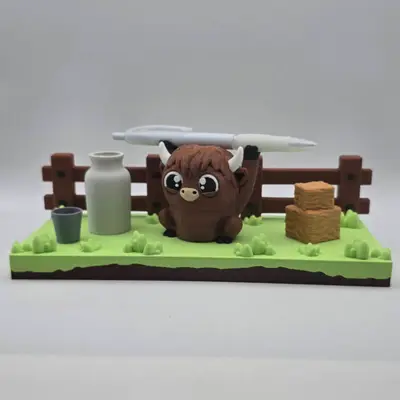 Back to school SIGN HOLDER and PEN Holder Highlandcow