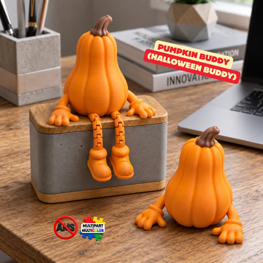 PUMPKIN BUDDY (BUTTERNUT VERSION) / HALLOWEEN BUDDY - ARTICULATED / FLEXI TOY / AUTMN DECOR