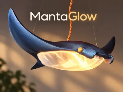 MantaGlow — Suspended Manta Ray Lamp