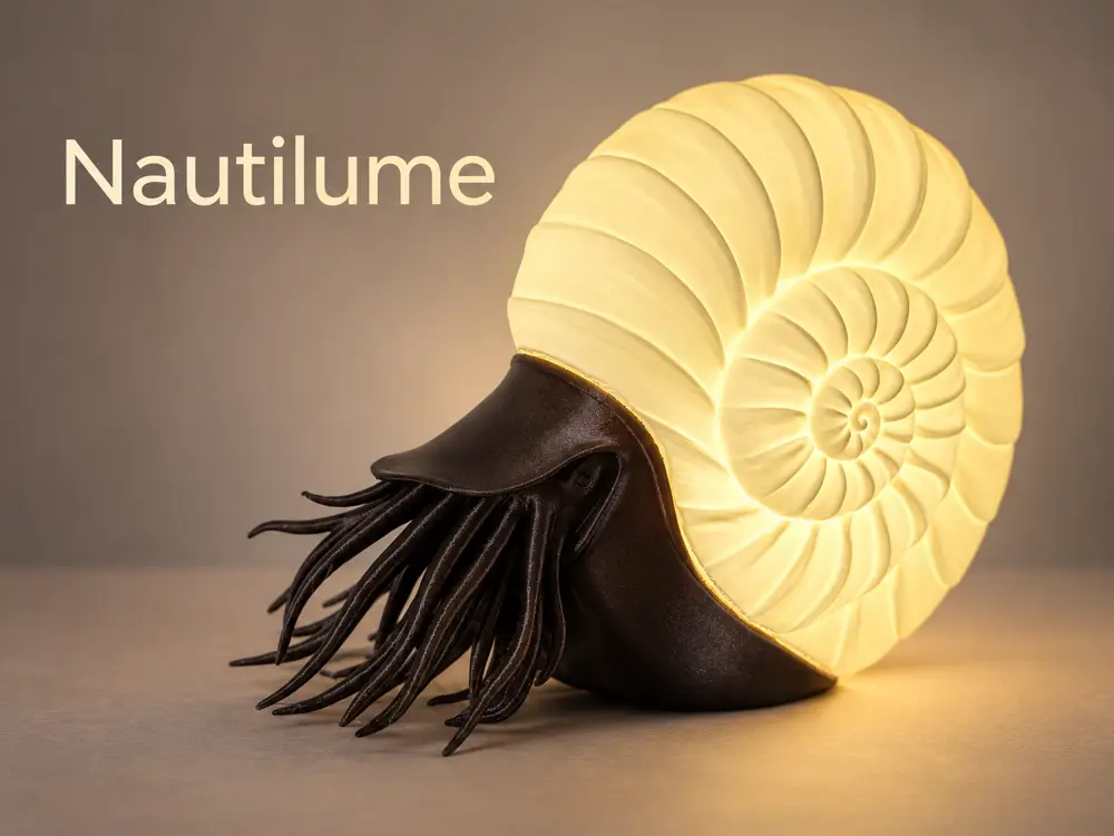Nautilume – Nautilus Table Lamp for 60 mm LED Panel or E14 Bulb