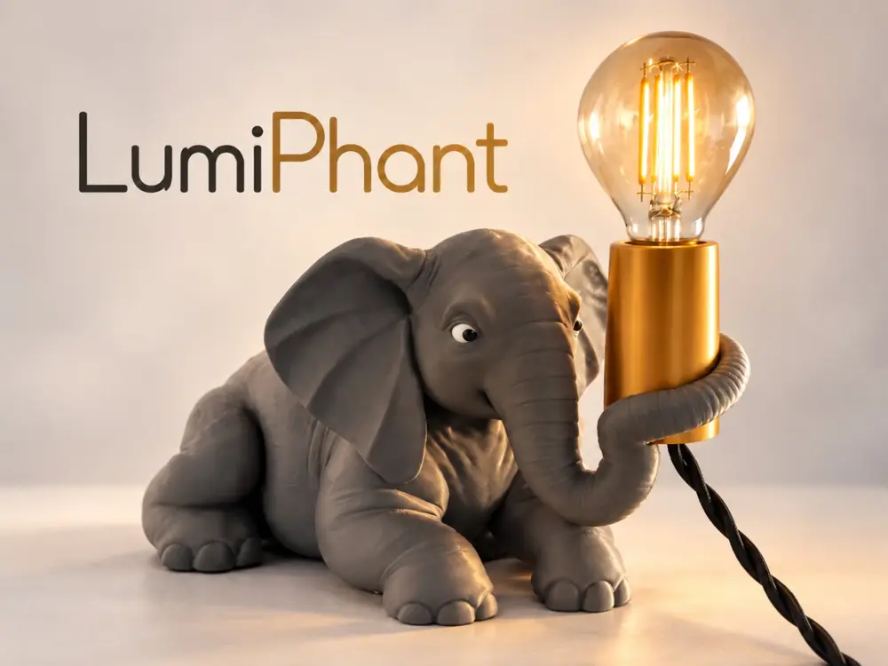 LumiPhant  3D Printed Elephant Table Lamp (e14 lightbulb)
