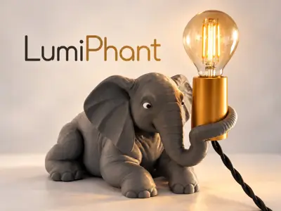 LumiPhant  3D Printed Elephant Table Lamp (e14 lightbulb)