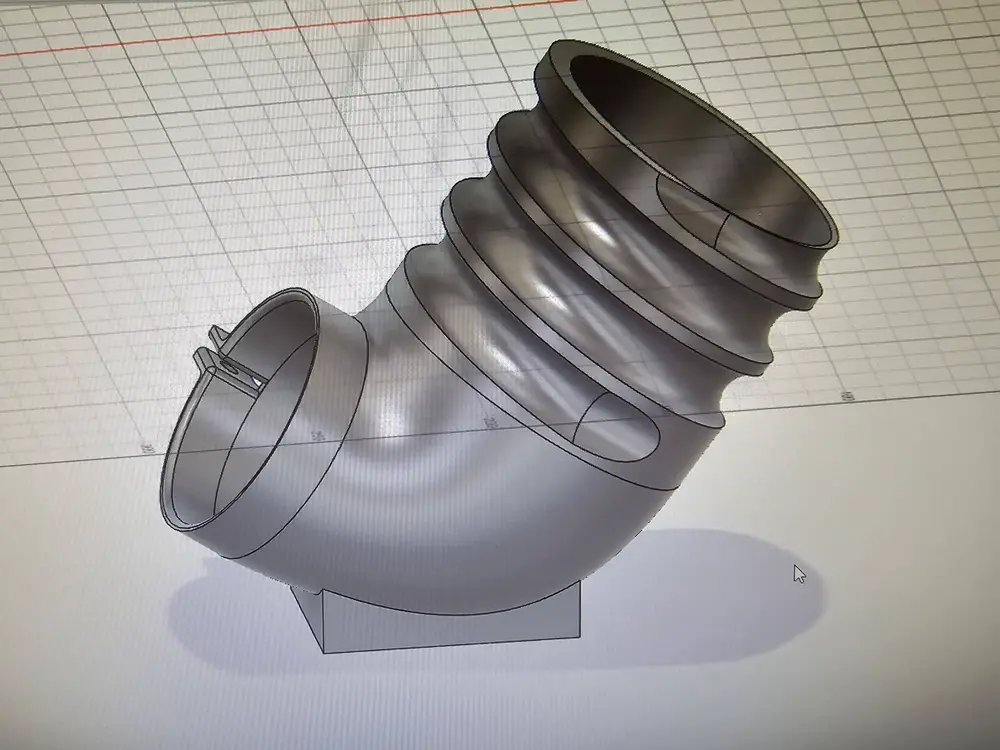 xTool P2S venthose 90 degree to 100mm hose adapter