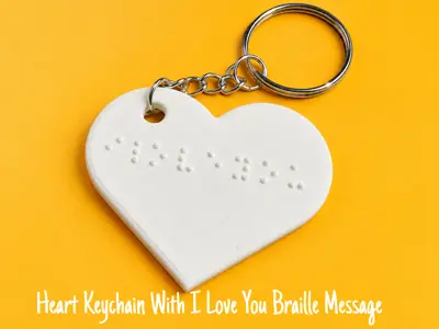 Heart Keychain With I Love You Braille Message