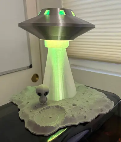 Moon surface base slab for UFO desk lamp accent light