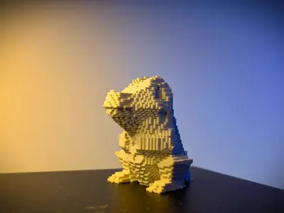 Voxel Totodile Pixel Art Figure