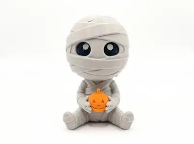 Chibi Halloween Mummy with Pumpkin