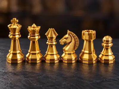 Gold Geometric Chess Set