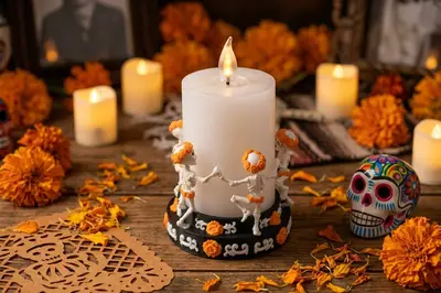 Dancing Skeletons Candle Holder – Floral Decor