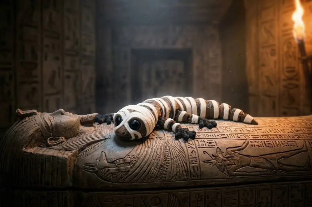 Gecko Mummy Figurine - Whimsical, Unique Design