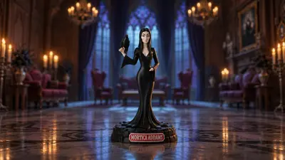 Morticia Addams with Raven – Gothic Figurine