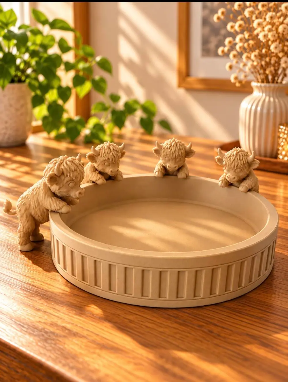 Highland Cow Snack Tray – Cute Farm Animal Serving Bowl