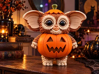 Halloween Pumpkin Mogwai – Cute Gremlin Fanart