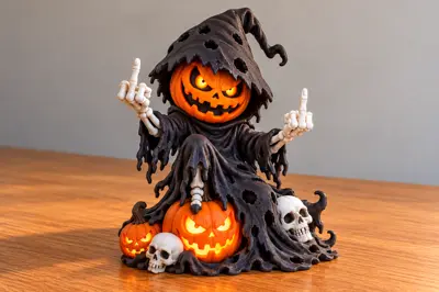 Halloween Middle Finger Scary Pumpkin