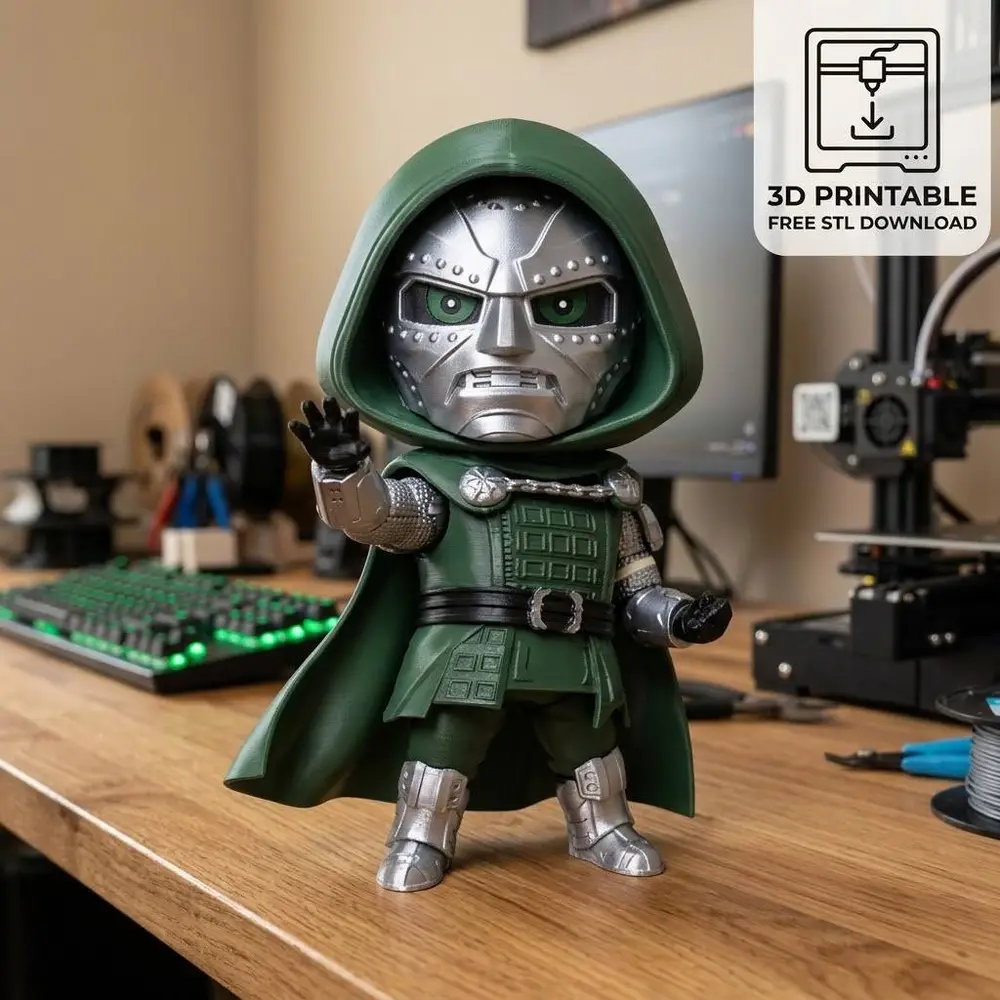 Doctor Doom Chibi Figure - Marvel Fan Art Collectible (FDM & Resin)