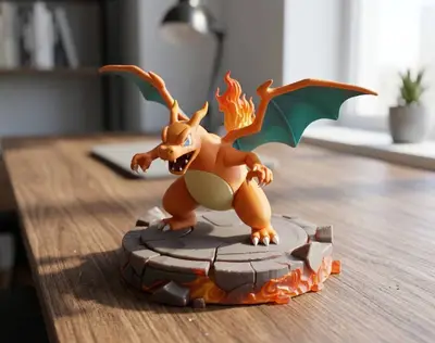 Charizard with Flame Base – Detailed 3D Printable Figure