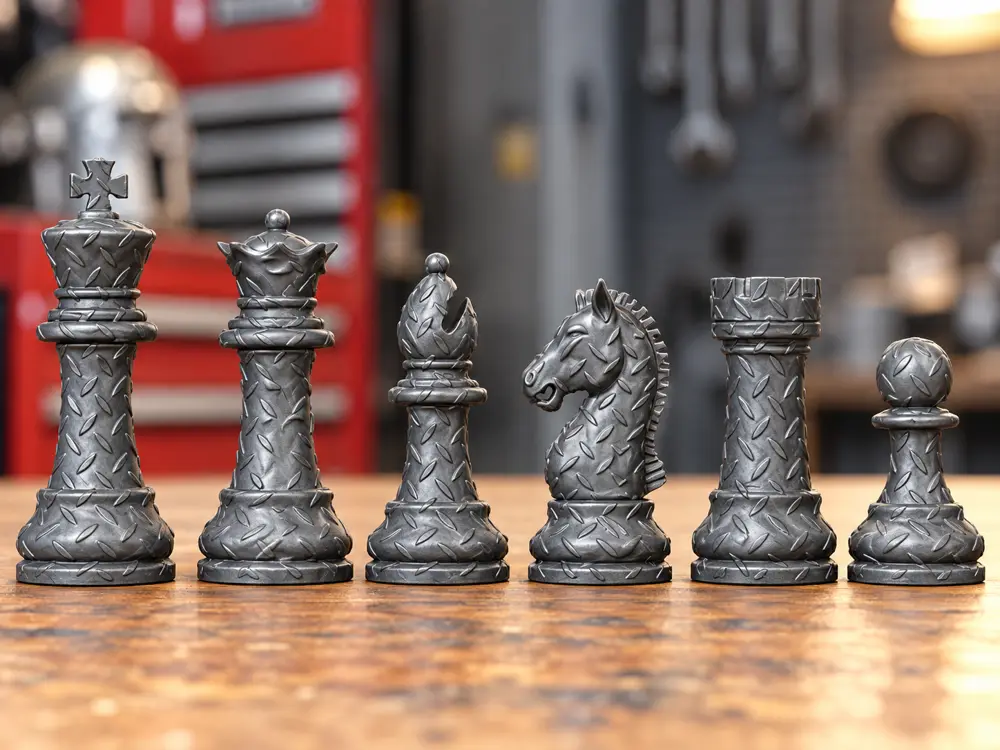 Diamond Plating Staunton Chess Set