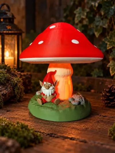 Enchanted Mushroom Lamp & Gnome