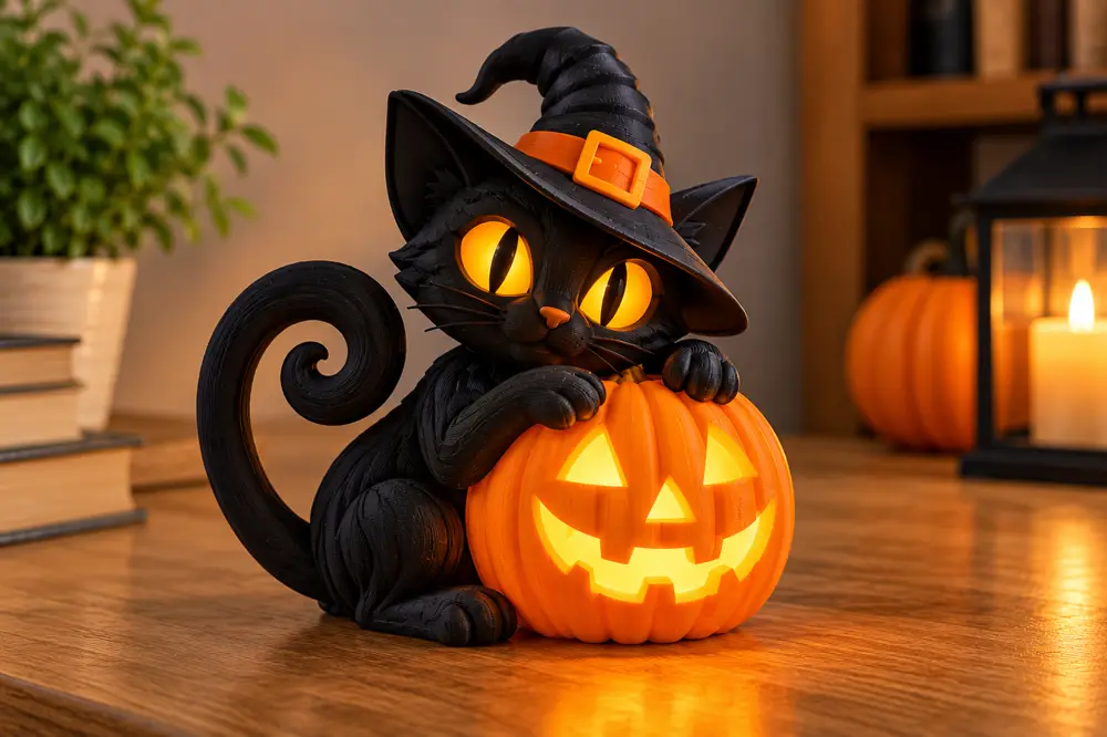 Witch Cat Pumpkin Halloween