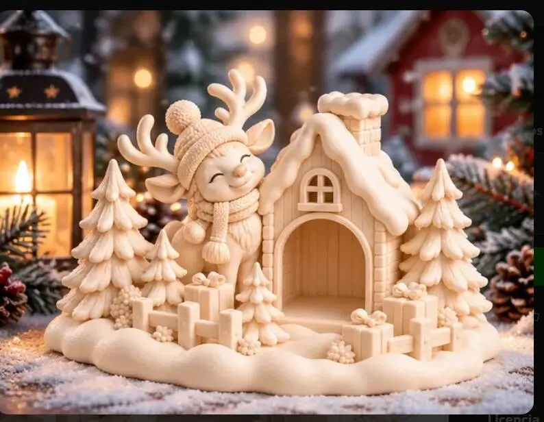 Cabaña de Navidad – Lindo porta velas de reno