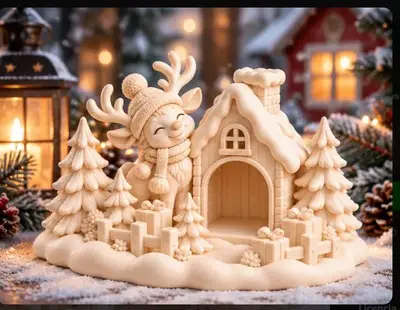 Cabaña de Navidad – Lindo porta velas de reno