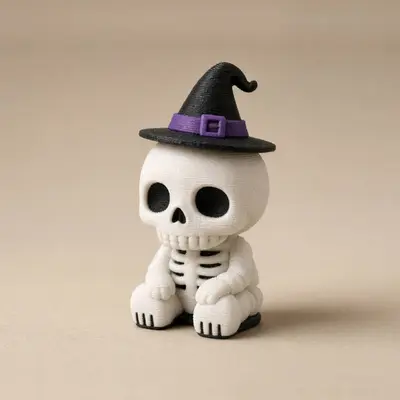 Cute Witch Hat Skeleton - Multicolor Halloween Figure