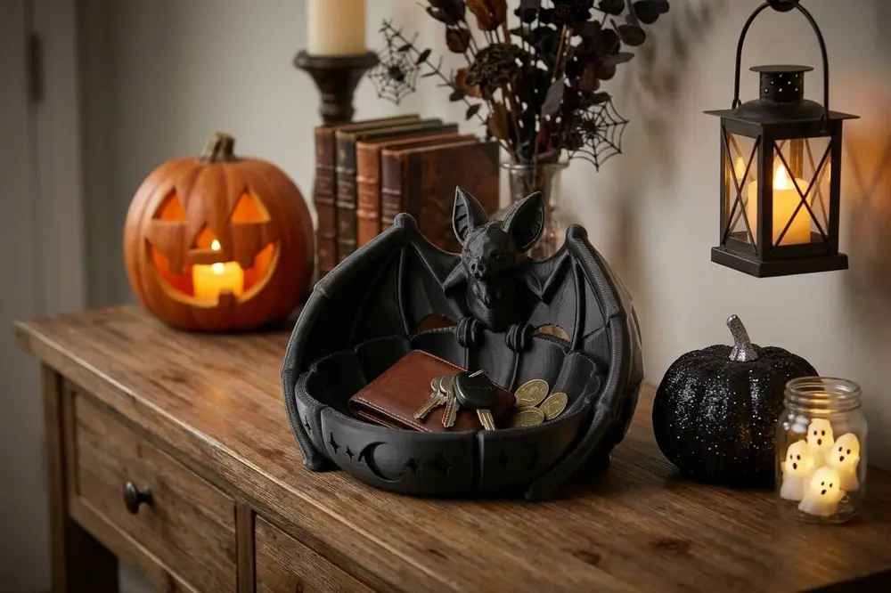 Bat Jewelry Holder – Gothic Moon & Star Dish