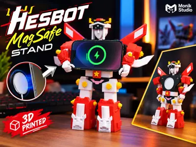 Hesbot MagSafe Stand – 3D Printed Robot iPhone Charger | Monik Studio