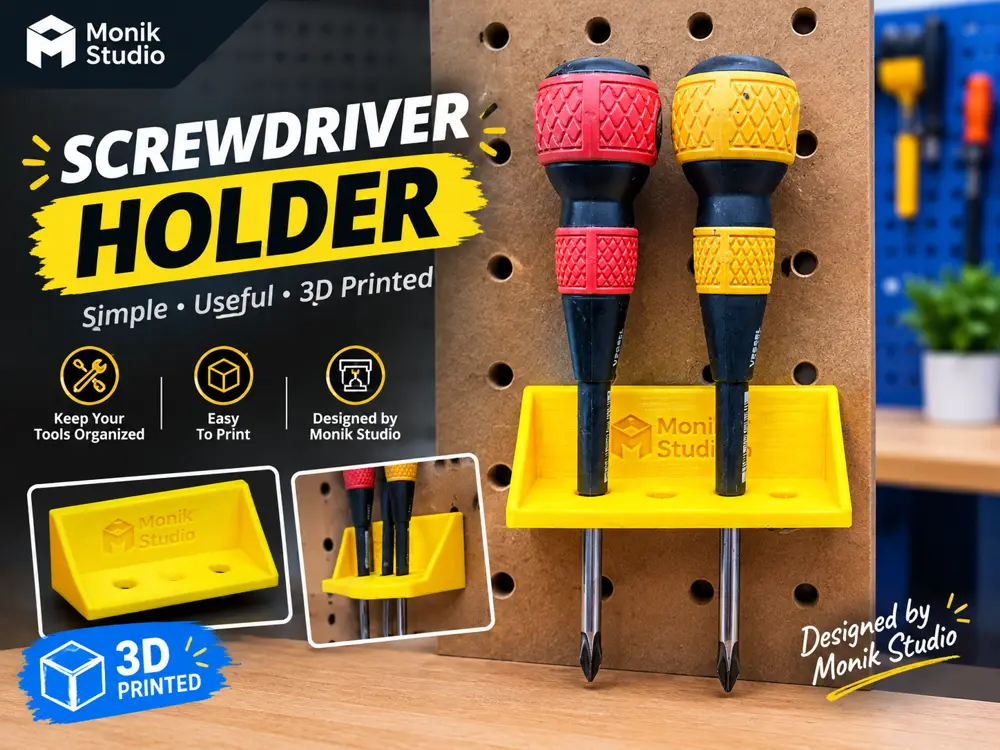 3D Printed Screwdriver Holder – Compact Tool Organizer | Monik Studio