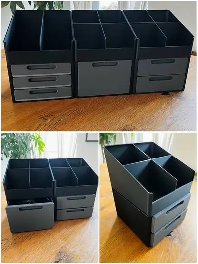 ModuSlide – Modular Stackable Drawer System with Top Storage Bins