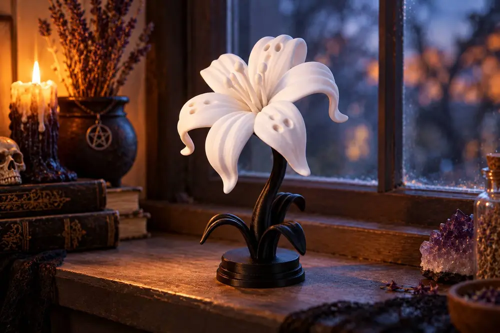 Elegant Ghost Lily Flower Sculpture