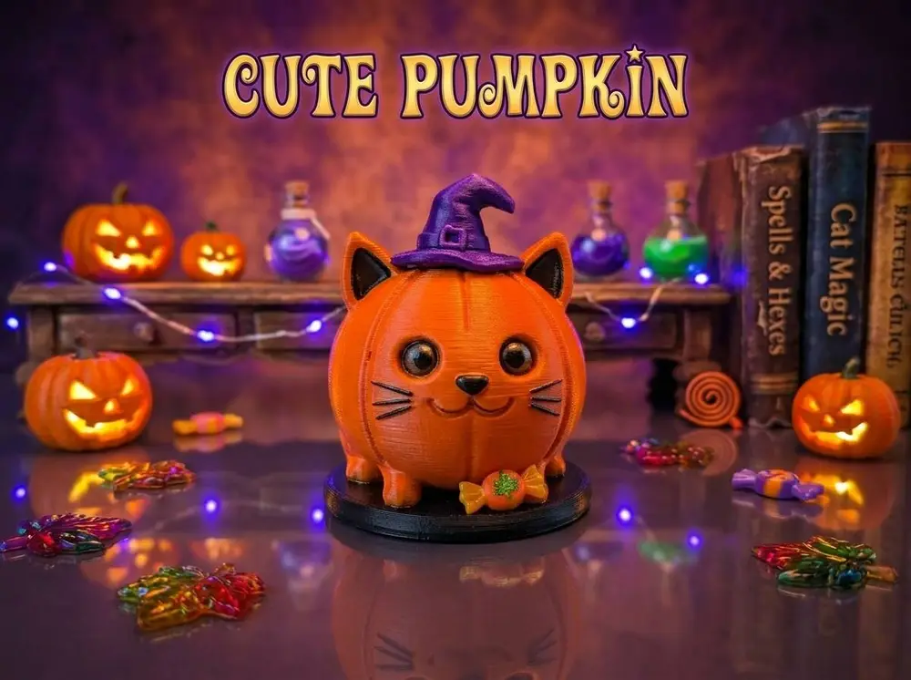 Cute Pumpkin Cat - Halloween 3D Mini Figurine