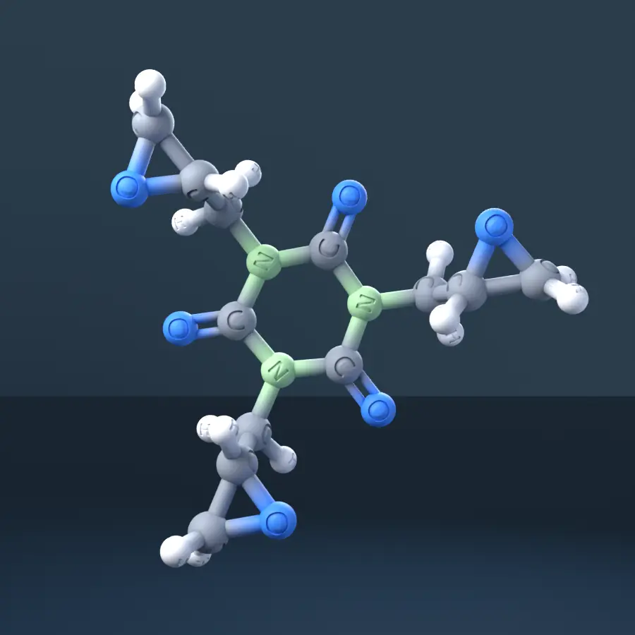 Triglycidyl isocyanurate 3D Molecular Model — CAS 2451-62-9