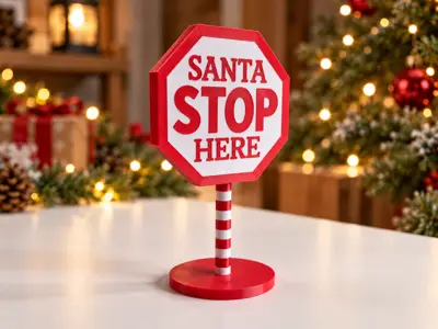 Santa Stop Here – Christmas Decoration Sign