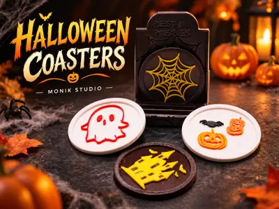 🎃 Halloween Coasters & Holder – 3D Printed Spooky Decor