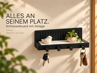 Modernes Schlüsselboard mit Ablage und vier Haken