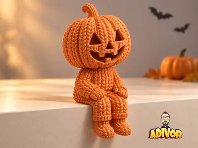 Knitted Pumpkin Shelf Sitter – Halloween Decor
