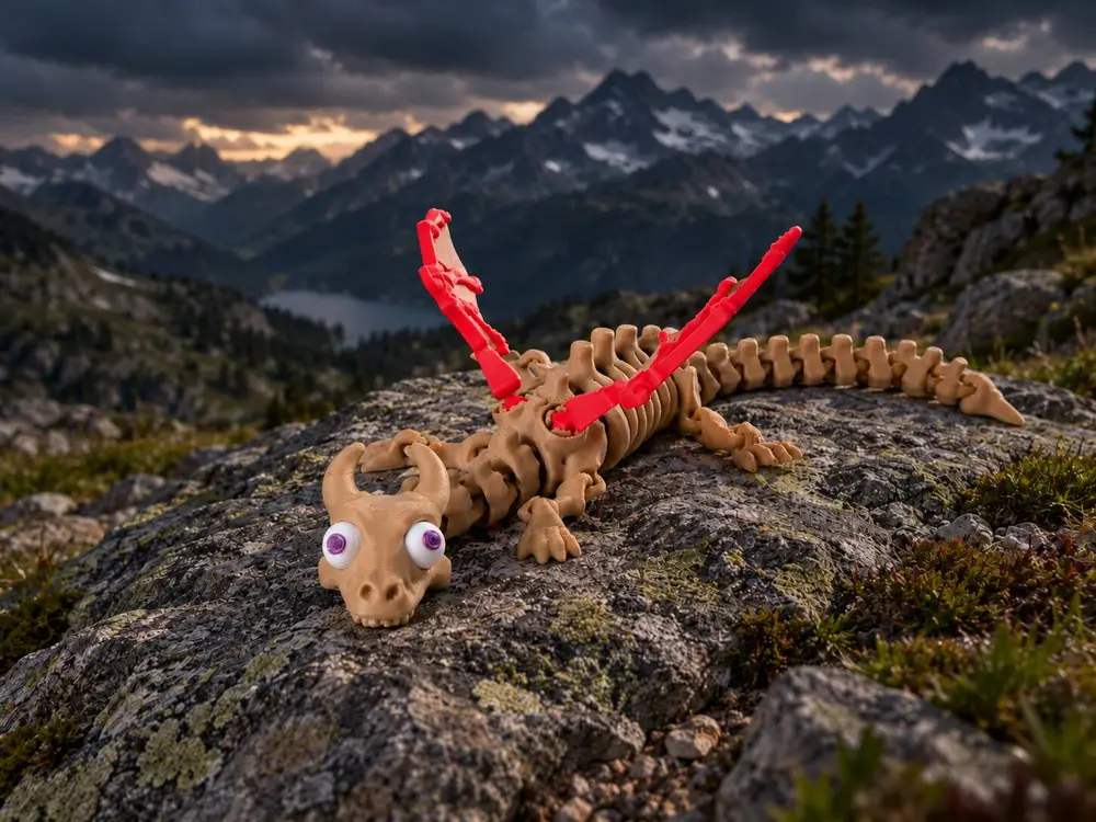 Big Eyed Flexi Dragon Skeleton Toy