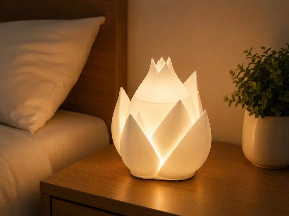 Geometric Flame Lamp – 3D Printed Ambient Night Light
