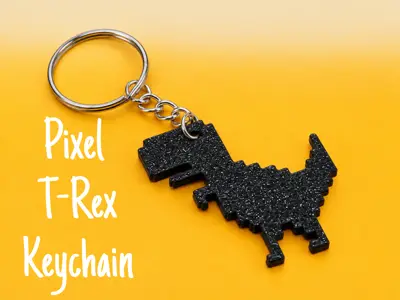 Pixel T-Rex Keychain