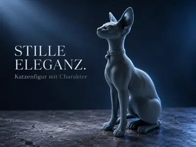 Elegante Katzenfigur mit großen Ohren und Halsband
