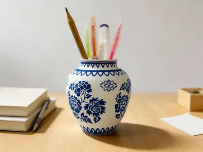 青花瓷缸笔筒