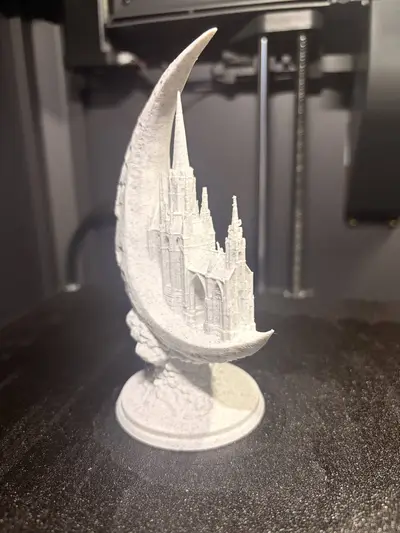 Nocturne Cathedral | Gothic Castle Floating on a Crescent Moon